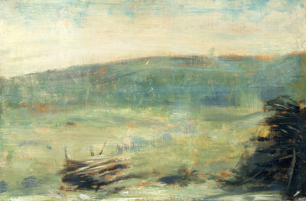Landskap ved Saint-Ouen, 1878-79 (Olje på tre) av Georges Seurat