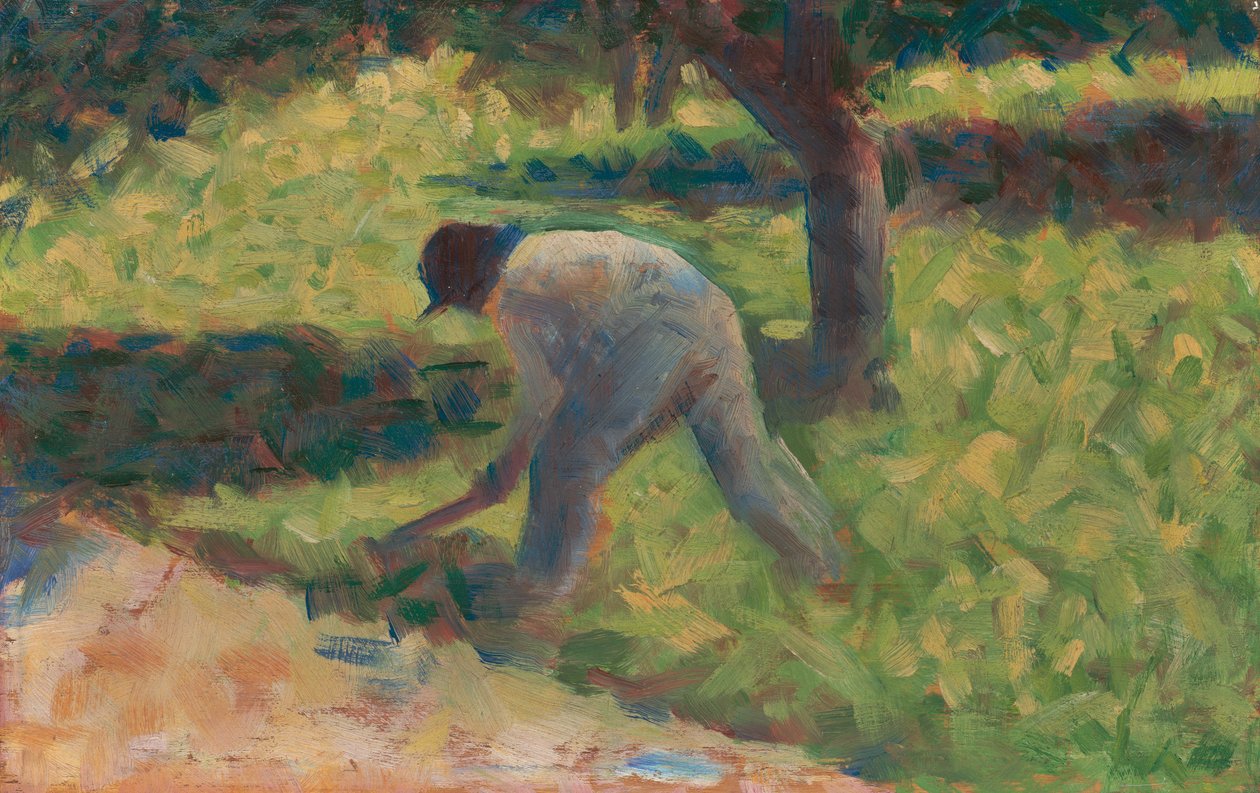 Bonde med en hakke, ca. 1882 av Georges Seurat