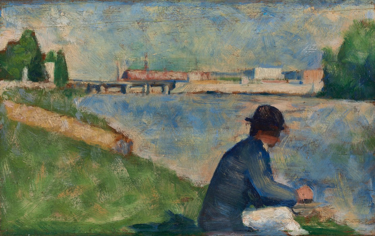 Studie for "Badere i Asnières" av Georges Seurat