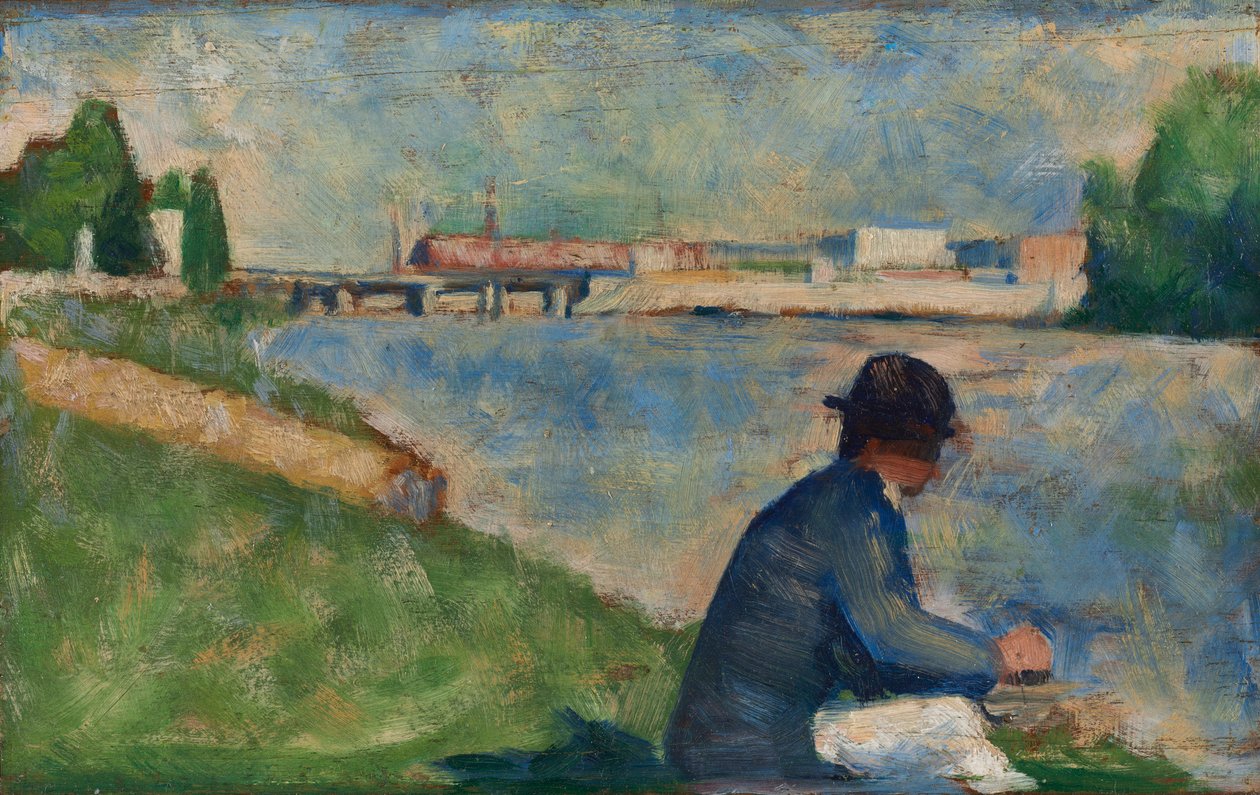 Studie for badende ved Asnières, ca. 1883-1884. av Georges Seurat