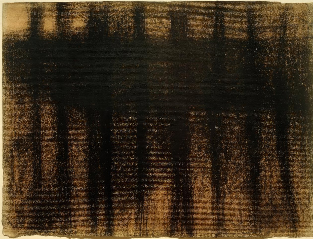 Trestammer reflektert i vann (Baumstämme, sich ...) av Georges Seurat