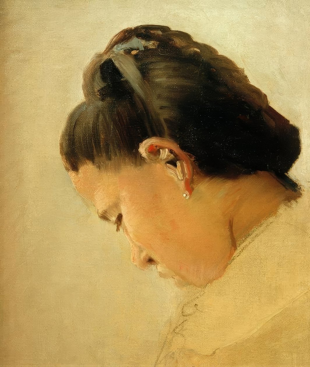 Tête de jeune fille (hodet til en ung jente) av Georges Seurat