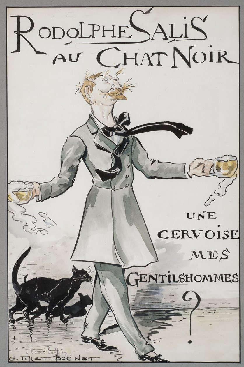 Rodolphe Salis med den svarte katten, ca. 1890. av Georges Tiret Bognet