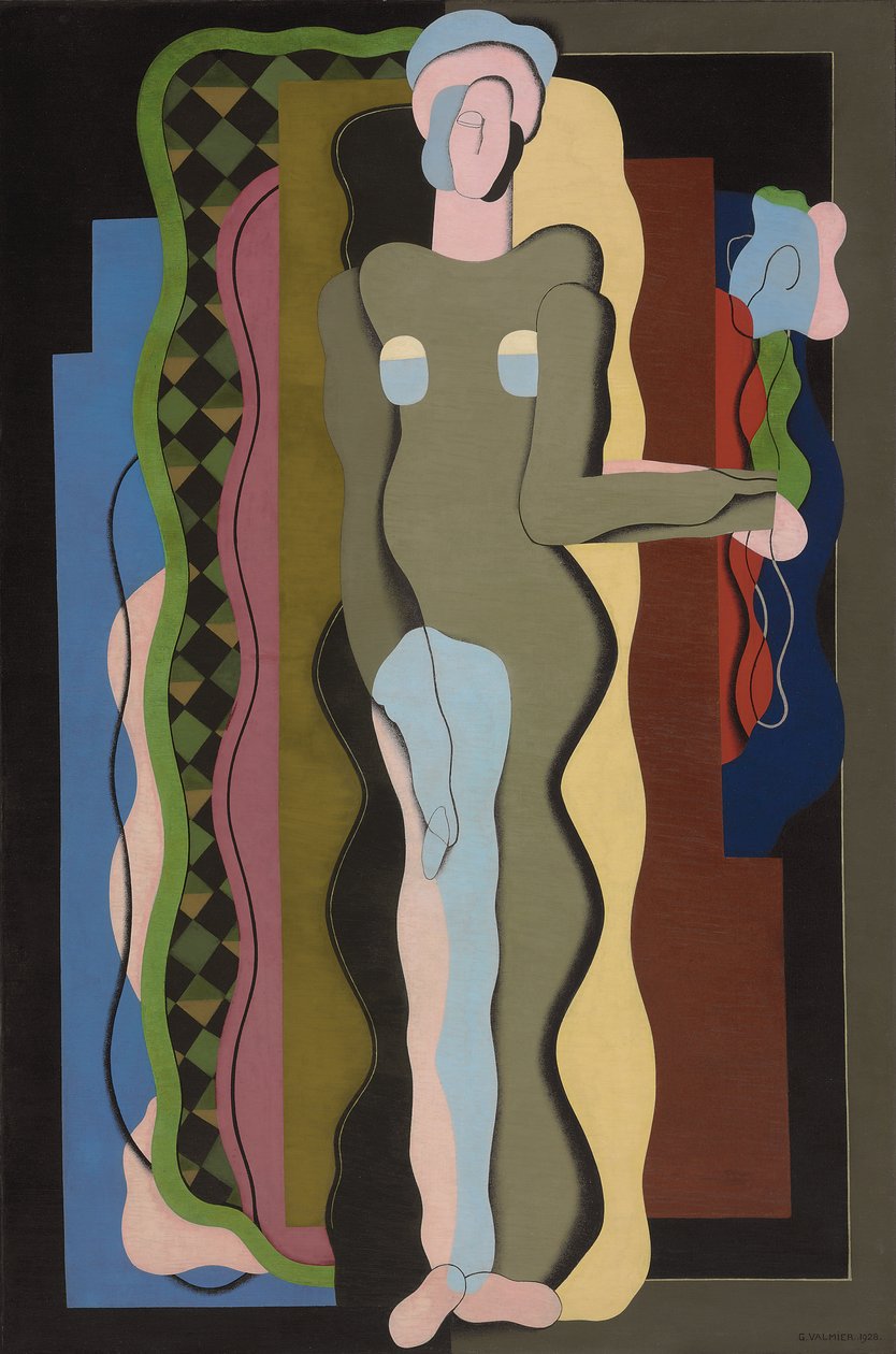 naken med blomst; Nu a la fleur, 1928 av Georges Valmier