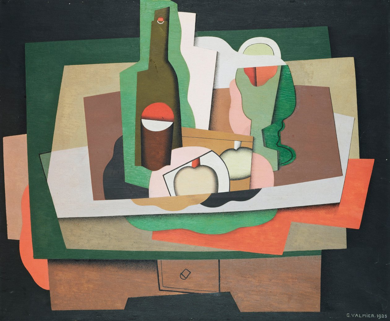 Stilleben på et bord; Stilleben på et bord, 1925 av Georges Valmier