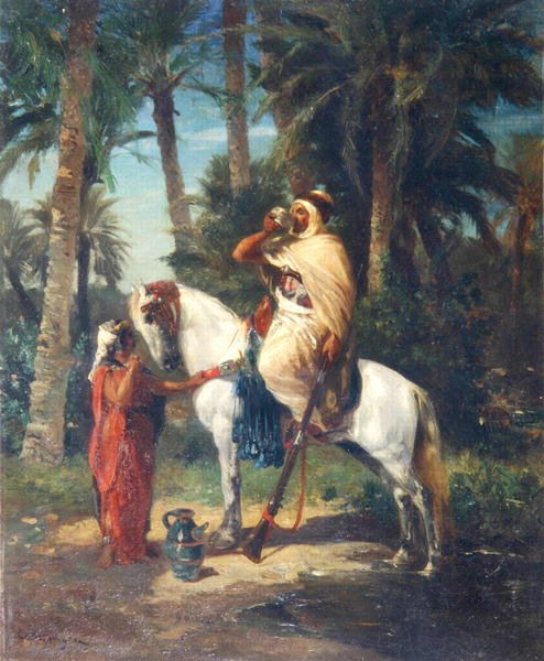 A Halted Horseman (olje på lerret) av Georges Washington