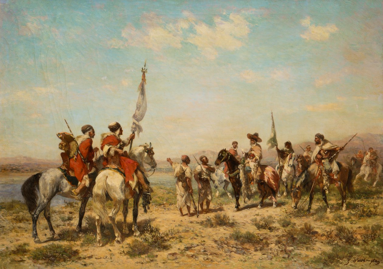 A Hunting Party (olje på lerret) av Georges Washington