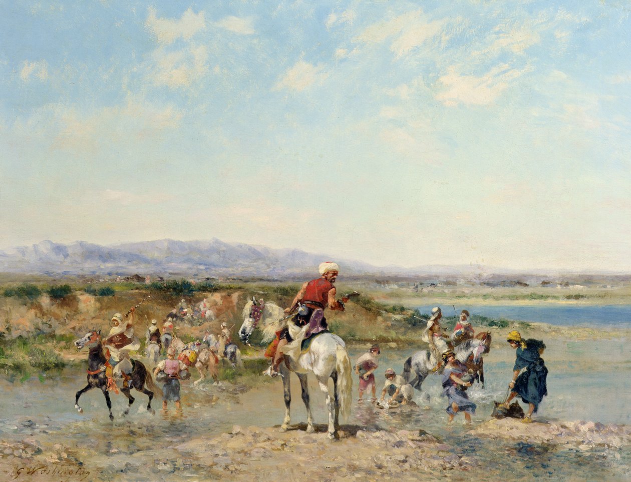 Arabere ved en oase av Georges Washington