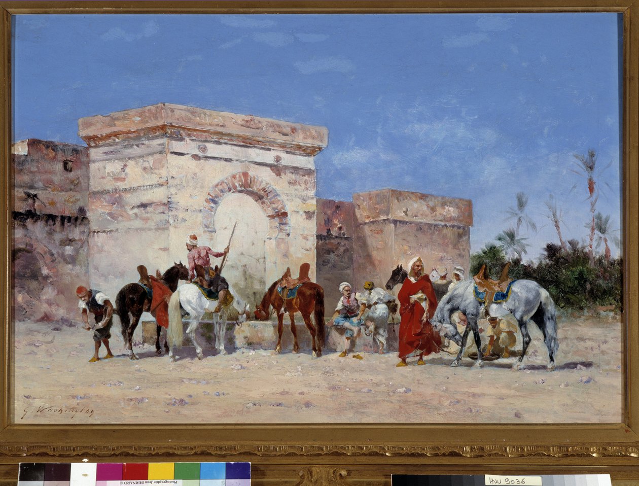 Untitled Pausen har kilden til en oase i ørkenen. Maleri av Georges Washington (1827-1910) Obligatorisk omtale: Collection foundation regards de Provence, Marseille av Georges Washington