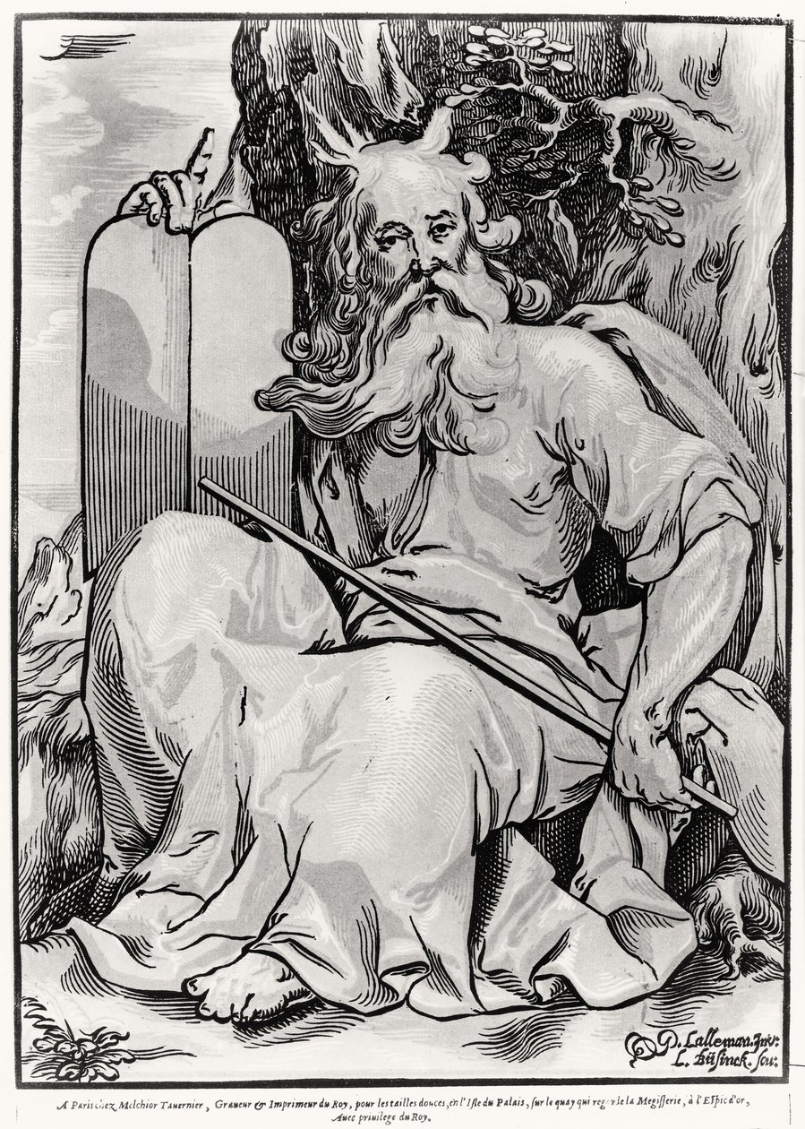 Moses, gravert av Ludwig Businck (ca. 1590-etter 1630) av Georges after Lallemand