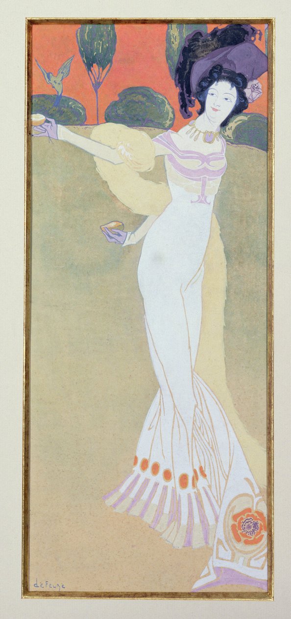 Kvinne som mater en fugl av Georges de Feure