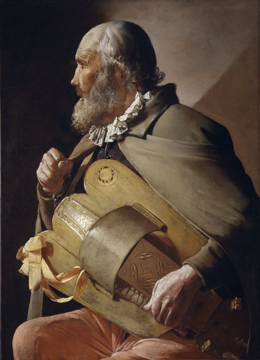 Blind Hurdy-Gurdy-spiller, 1610-1630 av Georges de La Tour