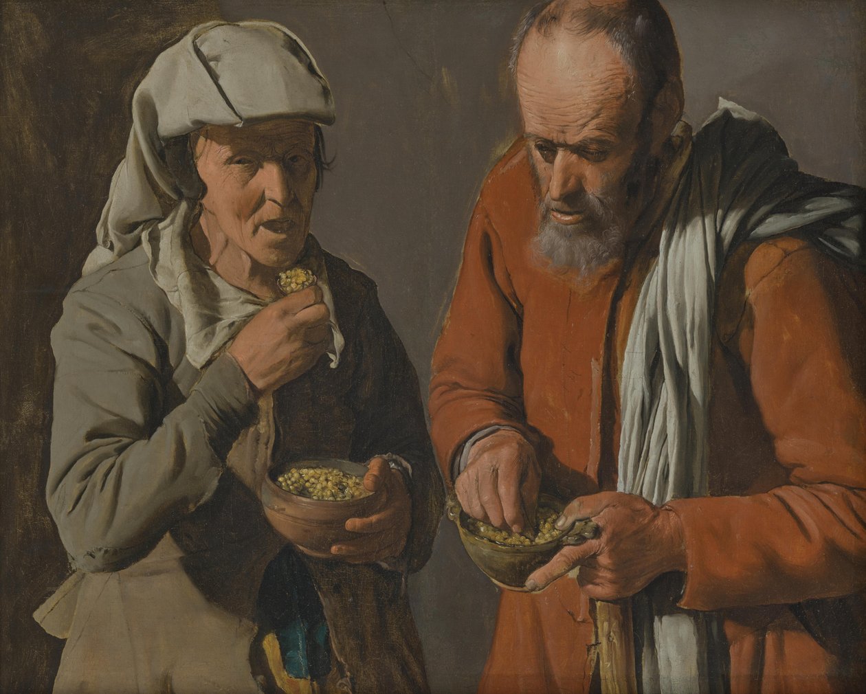 Bondevpar som spiser erter av Georges de La Tour