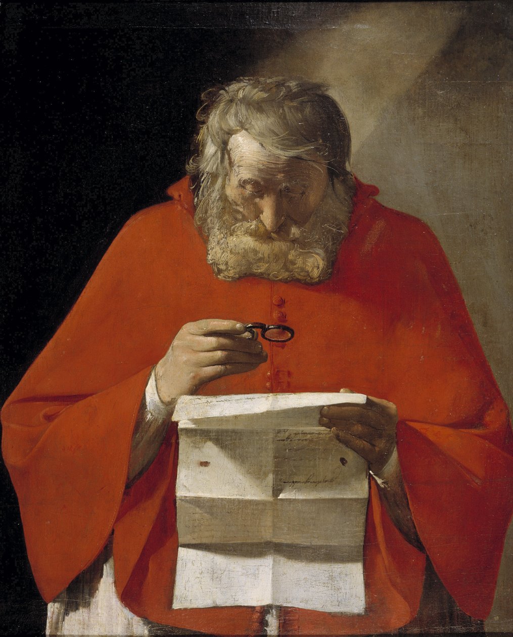 Saint Hieronymus leser et brev, ca. 1628-1629 av Georges de La Tour