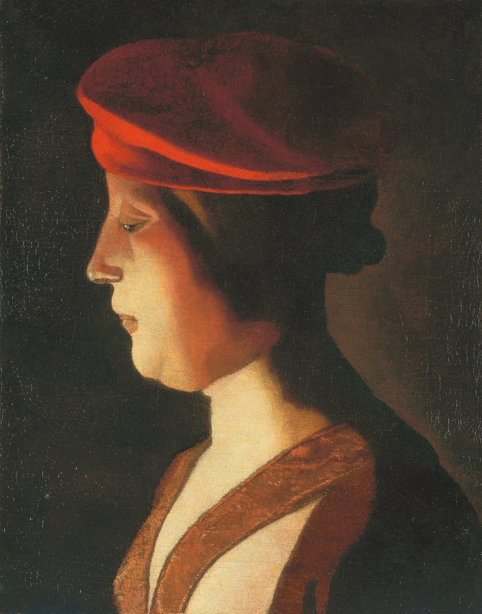 Hodet til en kvinne; et fragment (olje på lerret) av Georges de La Tour
