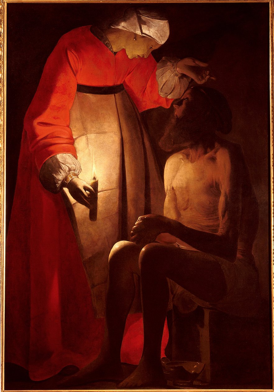 Job raser av sin kone. Maleri av Georges De La Tour (1593-1652) av Georges de La Tour