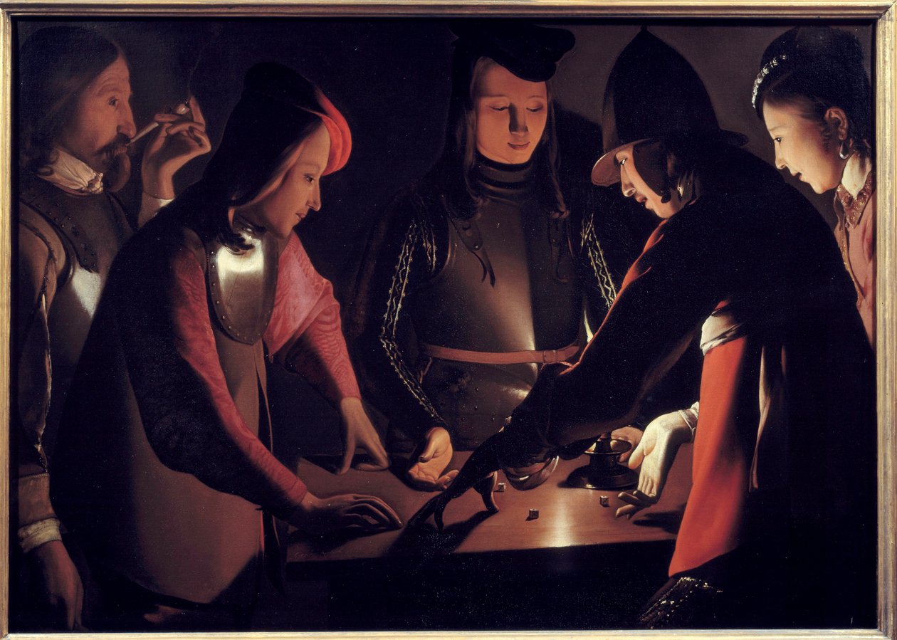 Spillere av. Maleri av Georges De La Tour (1593-1652) av Georges de La Tour