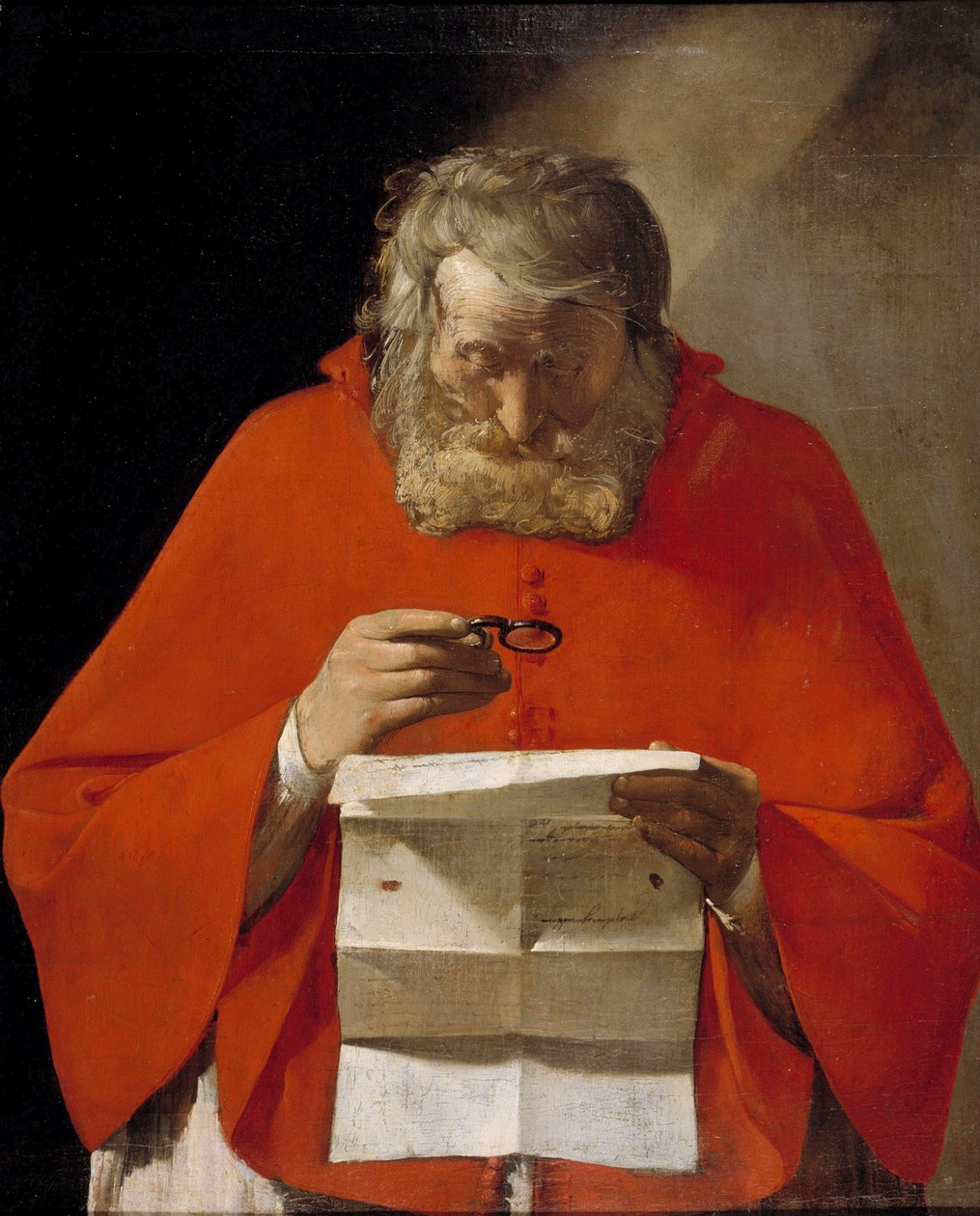 Saint Jerome leser et brev - Olje på lerret av Georges de La Tour (1593-1652), c1628-1629 - Museo del Prado, Madrid av Georges de La Tour