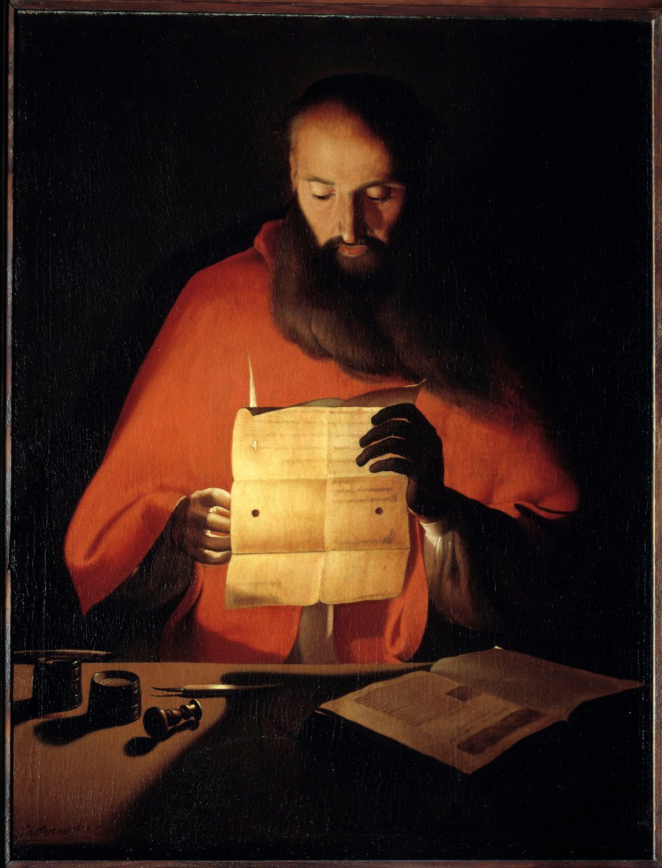 Saint Hieronymus leser. Maleri av Georges De La Tour (1593-1652) av Georges de La Tour