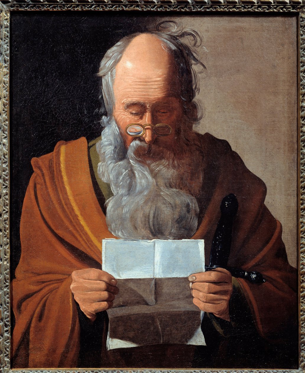 Saint Paul. Portrett av apostelen som leser et brev. Maleri av Georges De La Tour (1593-1652) av Georges de La Tour