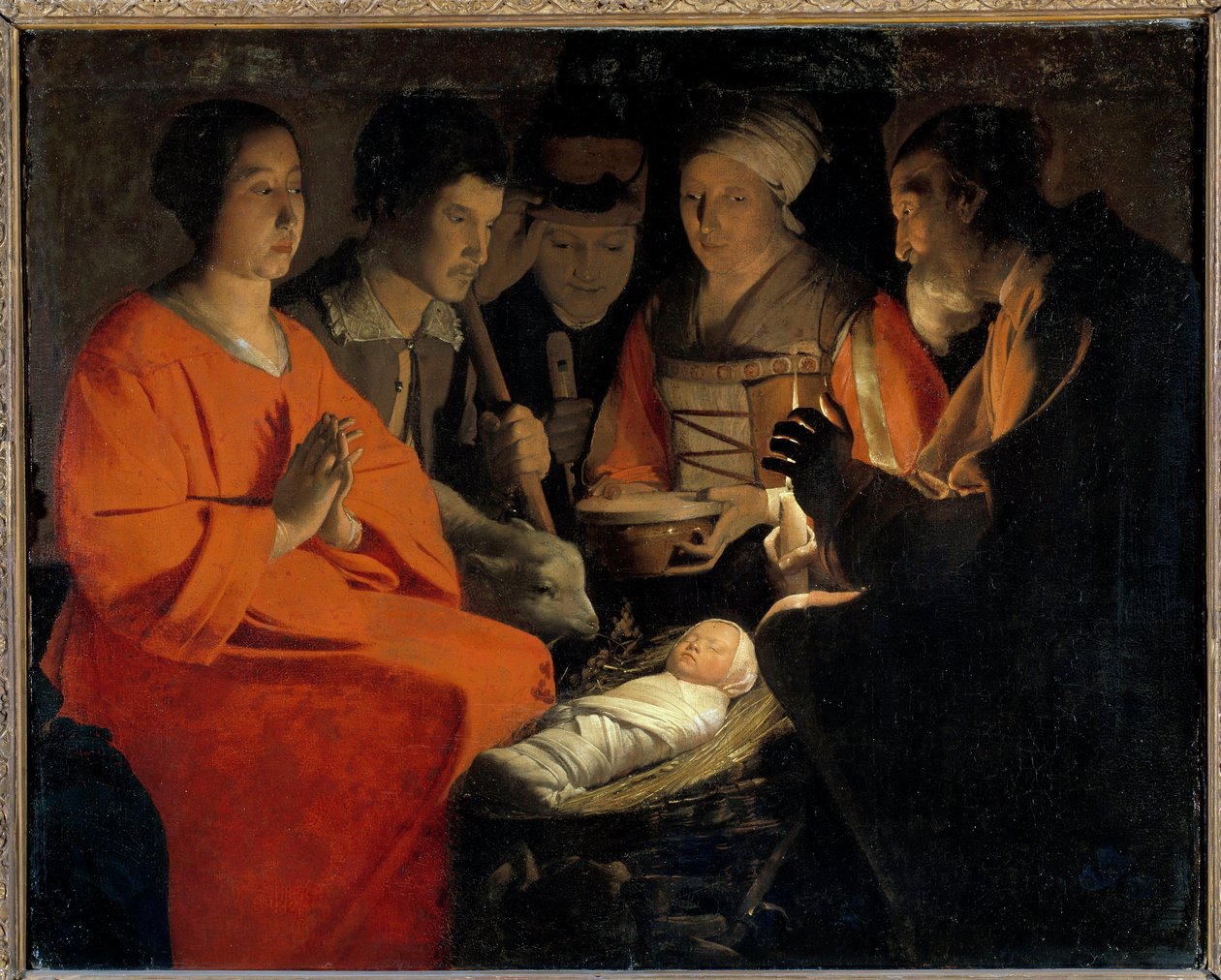 Hyrdenes tilbedelse, maleri av Georges de La Tour (1593-1652) Søn fra 1600-tallet. 1,07x1,31 m av Georges de La Tour