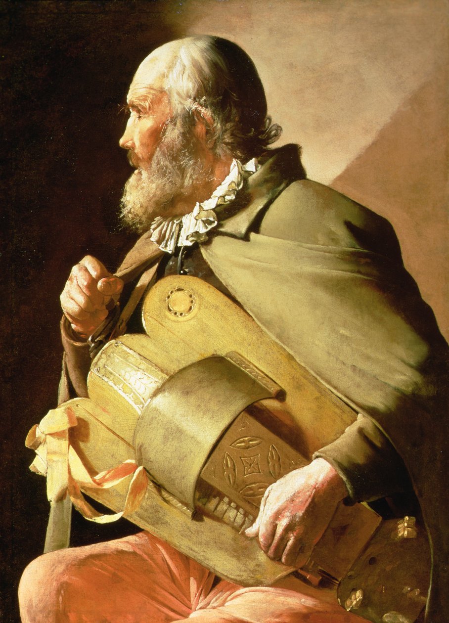 The Blind Hurdy Gurdy Player (olje på lerret) av Georges de La Tour