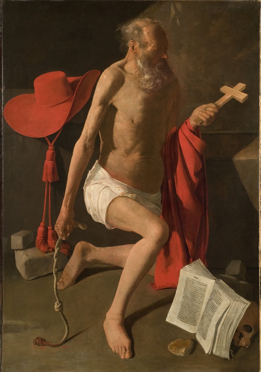 The Penitent St. Jerome (olje på lerret) av Georges de La Tour