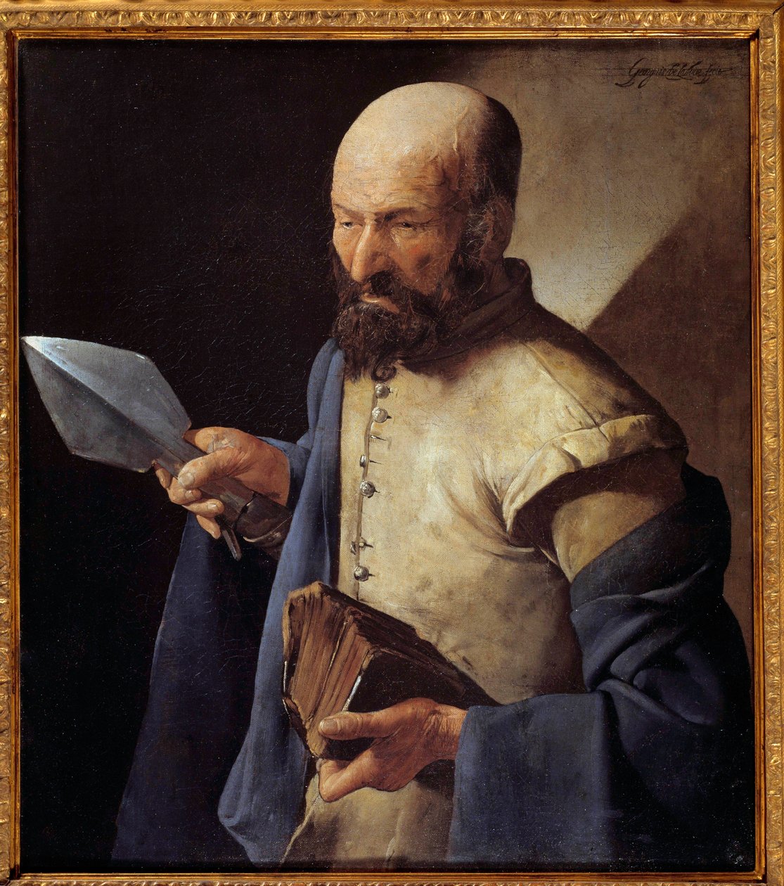 Apostelen Saint Thomas Maleri av Georges de la Tour (1593-1652) 1600-tallet Søn. 0,51x0,71 m av Georges de La Tour