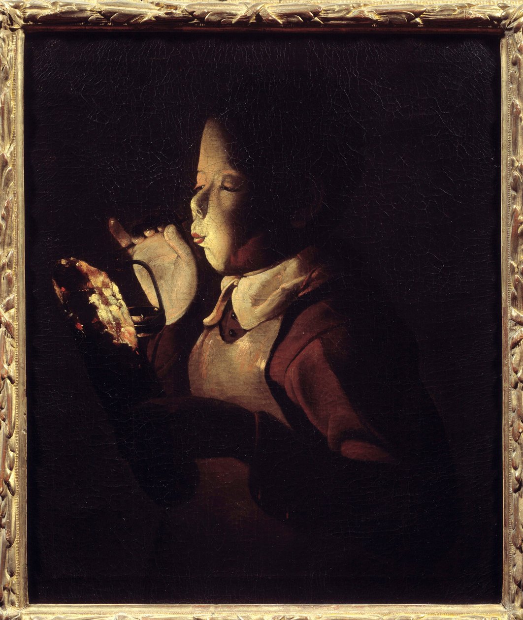 Blåseren har lampen. Maleri av Georges De La Tour (1593-1652) av Georges de La Tour