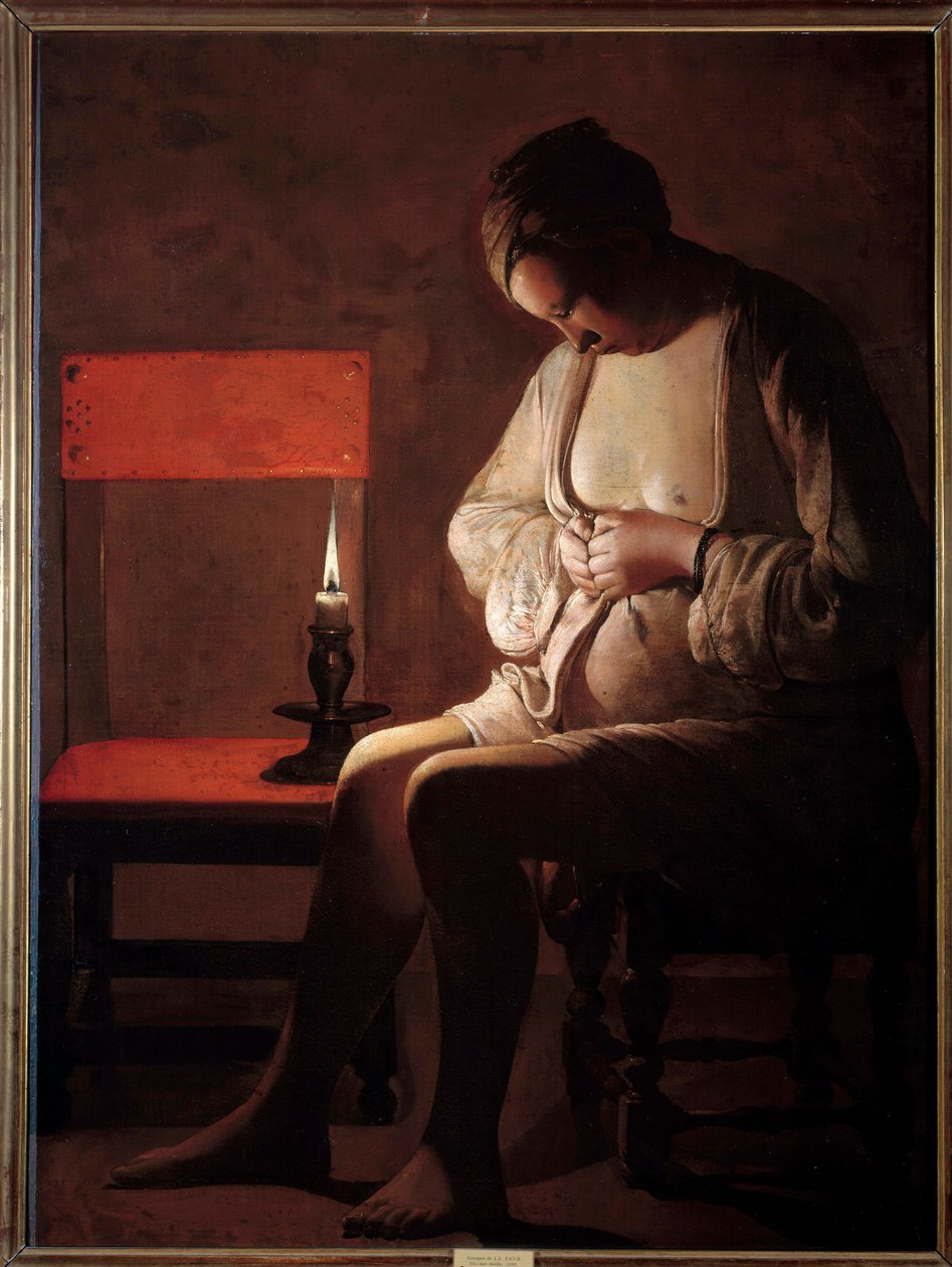 Kvinnen har brikken. Maleri av Georges De La Tour (1593-1652) av Georges de La Tour