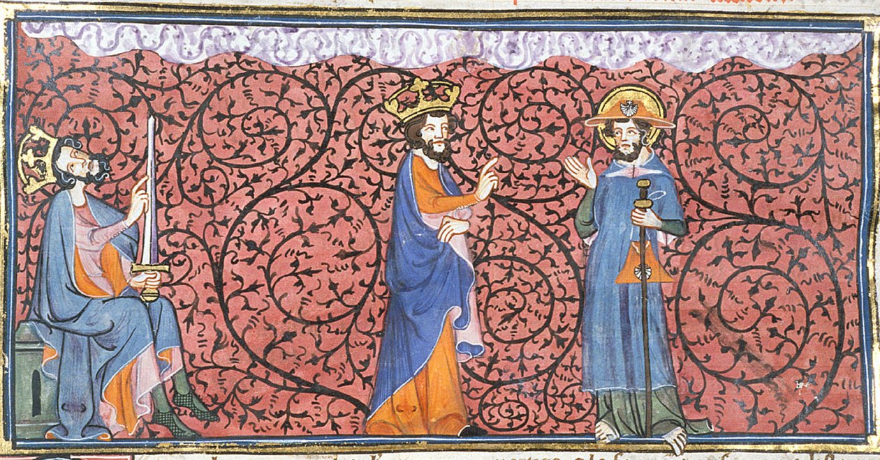Karl den stores visjoner av Melkeveien og Jakob, fra Chroniques de France ou de St Denis, 1300-tallet (22690449466) av Georgia Levan Ramishvili from Tbilisi
