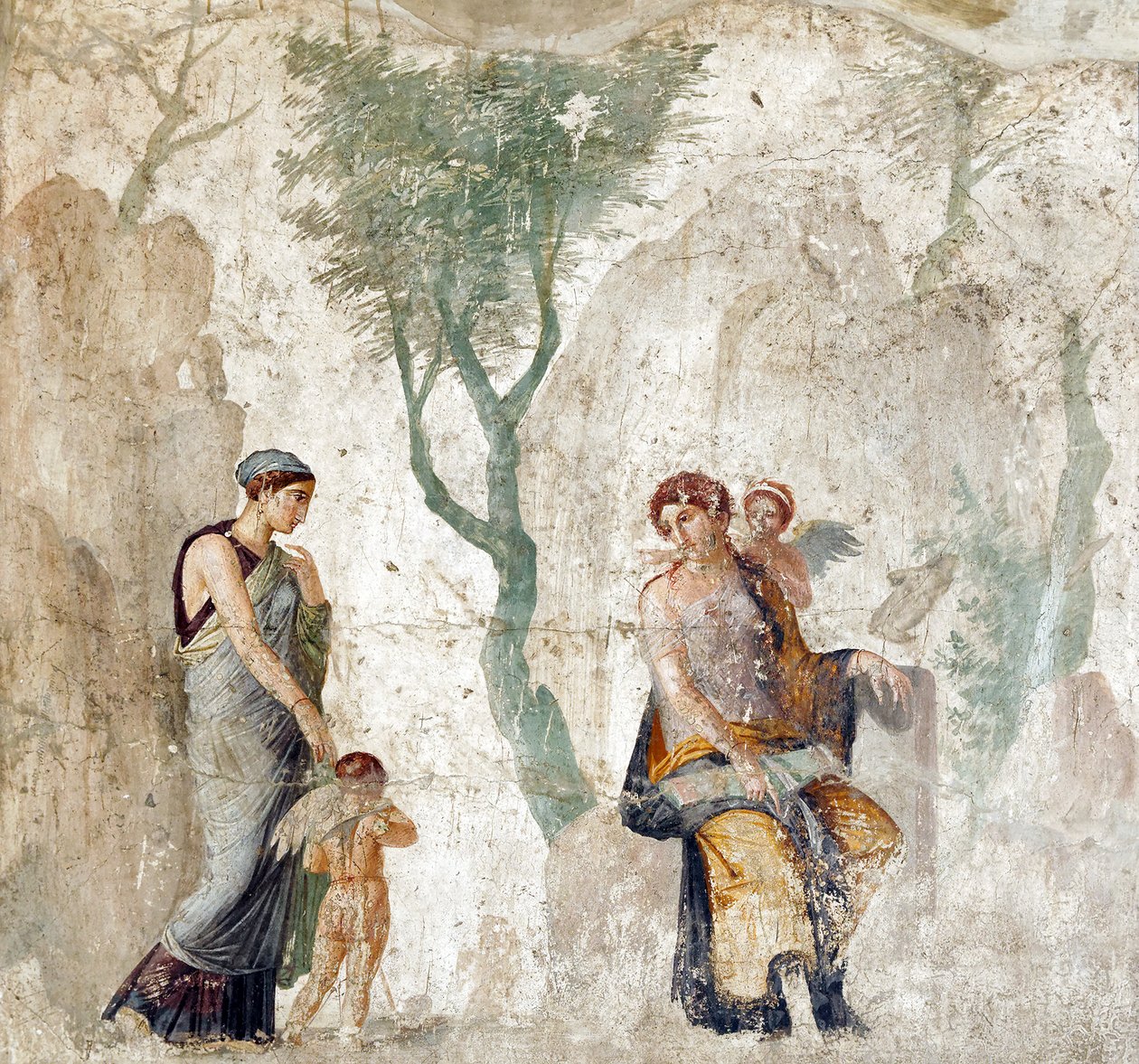 Eros brakt av Peitho til Afrodite mens Anteros ler av at han blir straffet for å ha valgt feil mål, pompeiansk freske, ca. 25 f.Kr. (28298194699) av Georgia Levan Ramishvili from Tbilisi