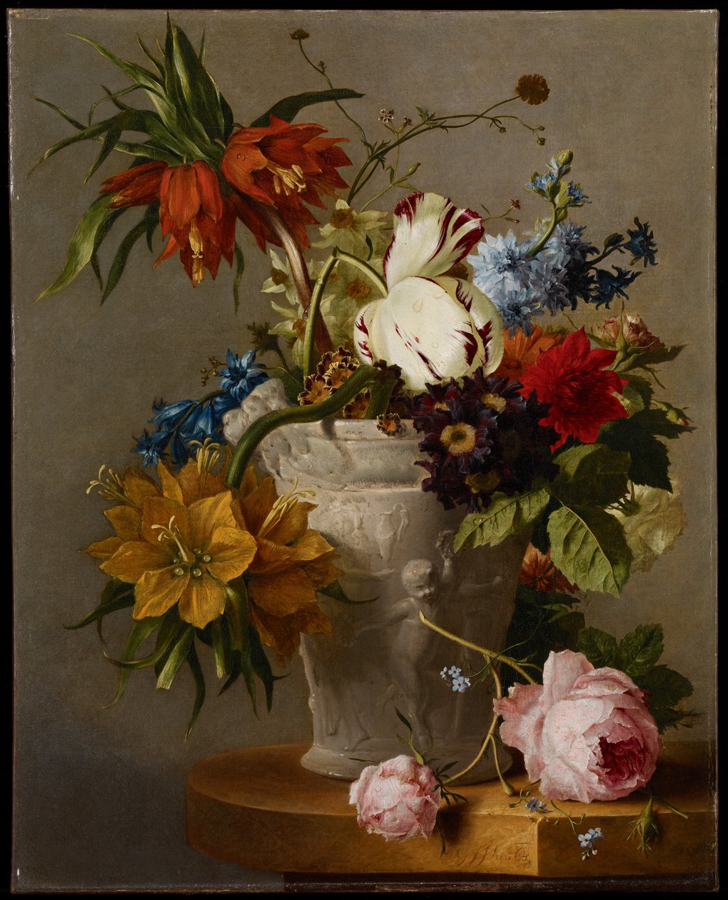 Et arrangement med blomster, 1800-tallet av Georgius Jacobus Johannes van Os