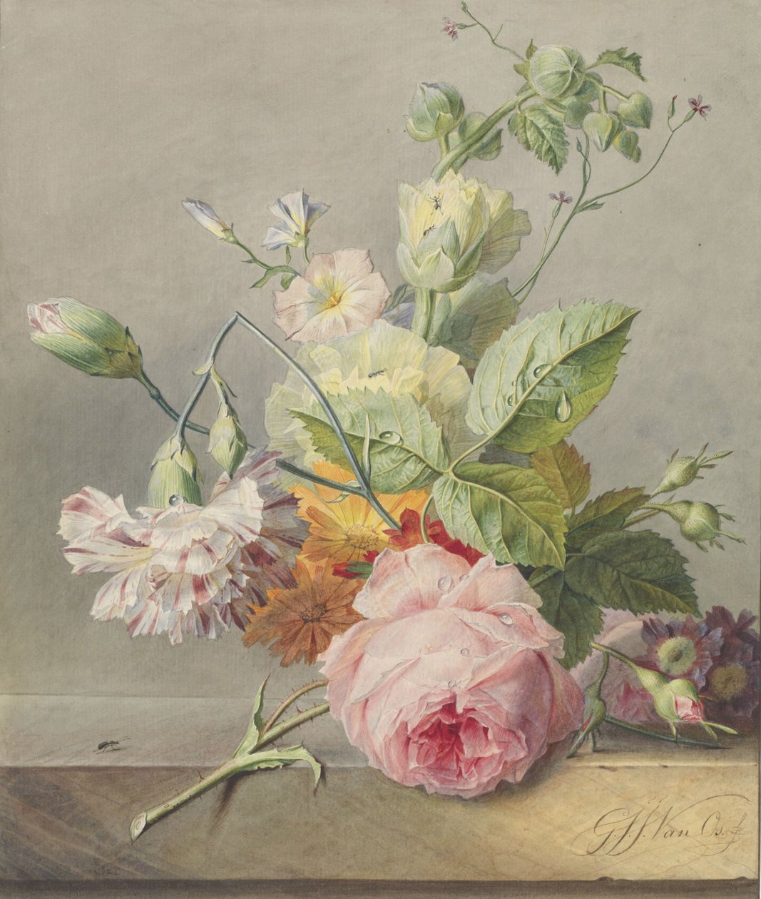 Floral Still Life, ca. 1800-25 (wc og blyant på papir) av Georgius Jacobus Johannes van Os