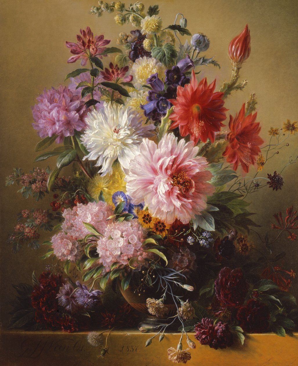Stilleben med blomster, 1837 av Georgius Jacobus Johannes van Os