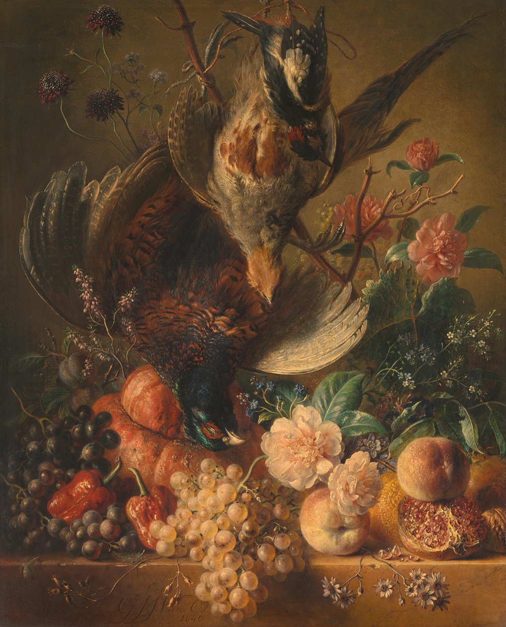 Blomster og fjærkre av Georgius Jacobus Johannes van Os