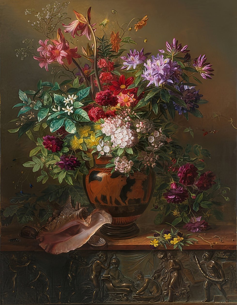 Stilleben med blomster i en gresk vase: Allegori om våren. 1817 av Georgius Jacobus Johannes van Os