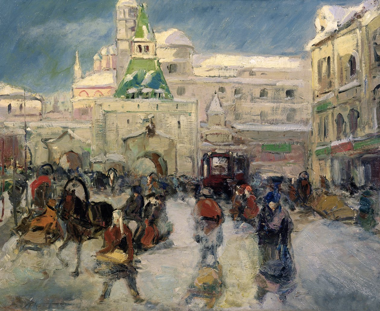The Iljinskaja Place, Moskva, ca. 1910 (olje på lerret) av Georgiy Alexandrovich Lapshin