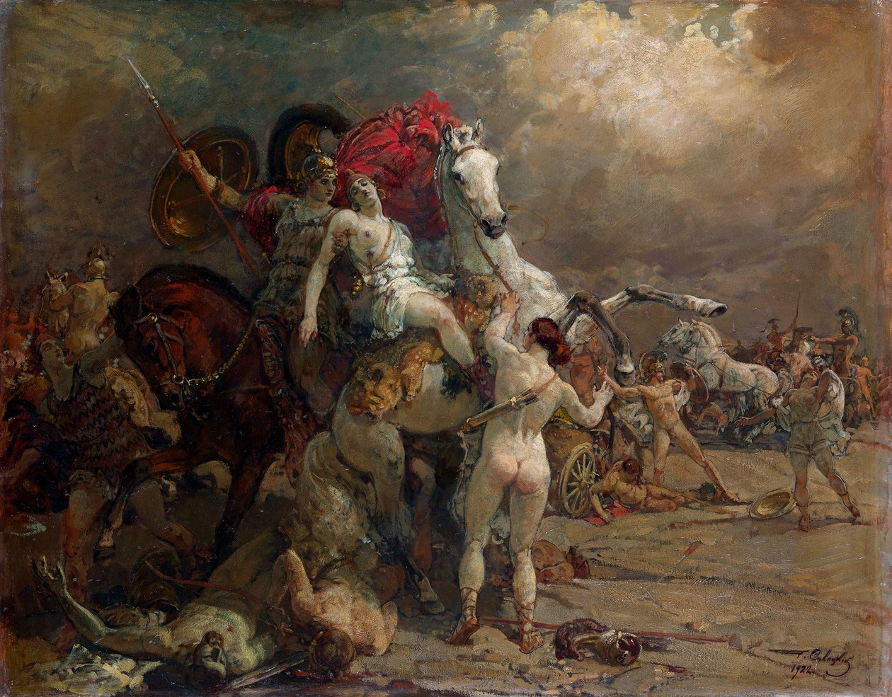 Den skadde kvinnelige krigeren Camille av Georgiy Konstantinovich Savitsky