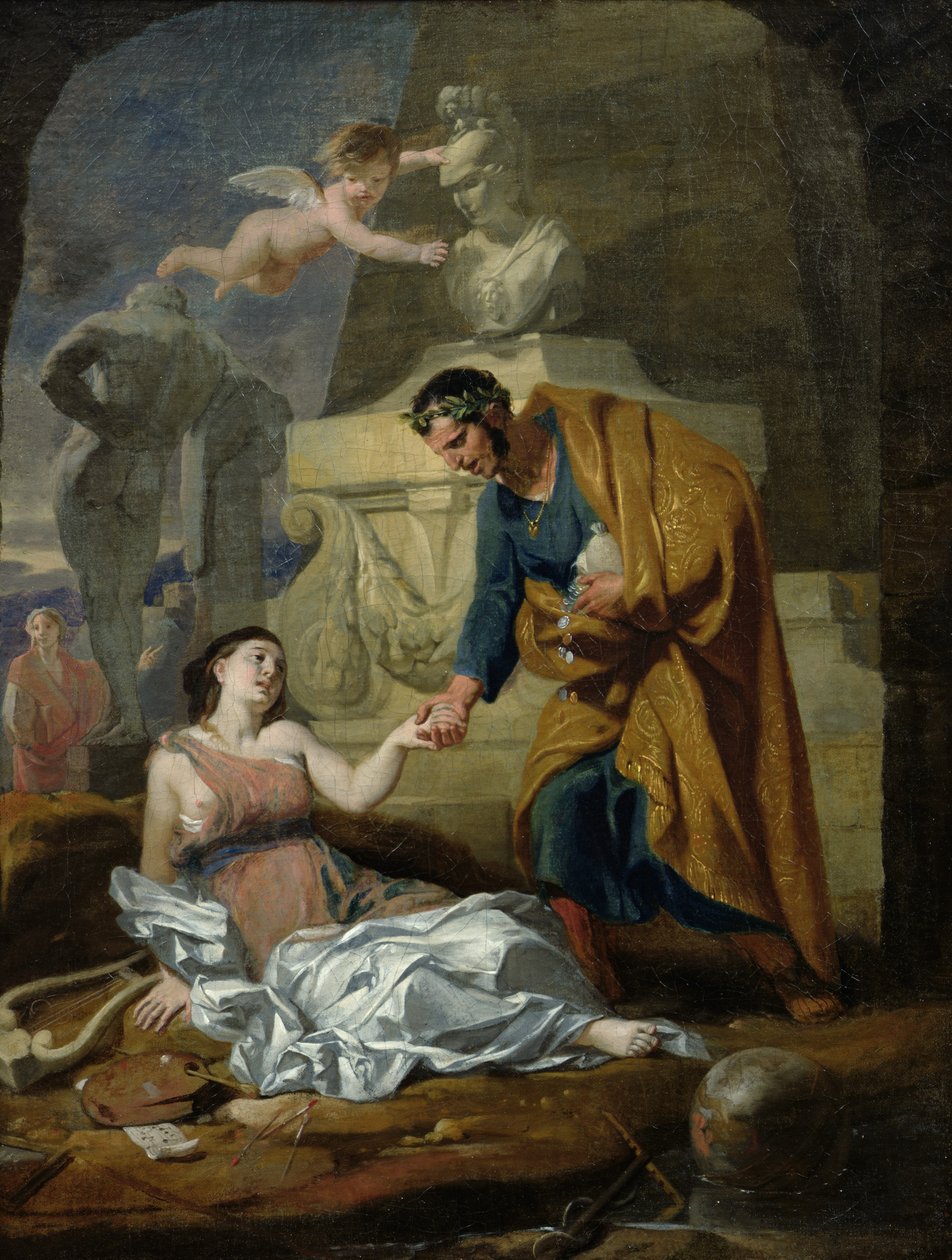 Allegory of the Arts and Patronage eller, keiser Augustus (63-14 f.Kr.) Støtte til kunsten, 1660-69 av Gerard de Lairesse