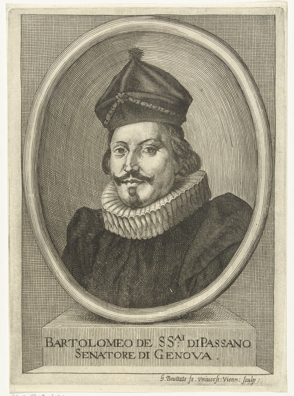 Retrato de Bartolomeo di Passano grabado av Gerard Bouttats