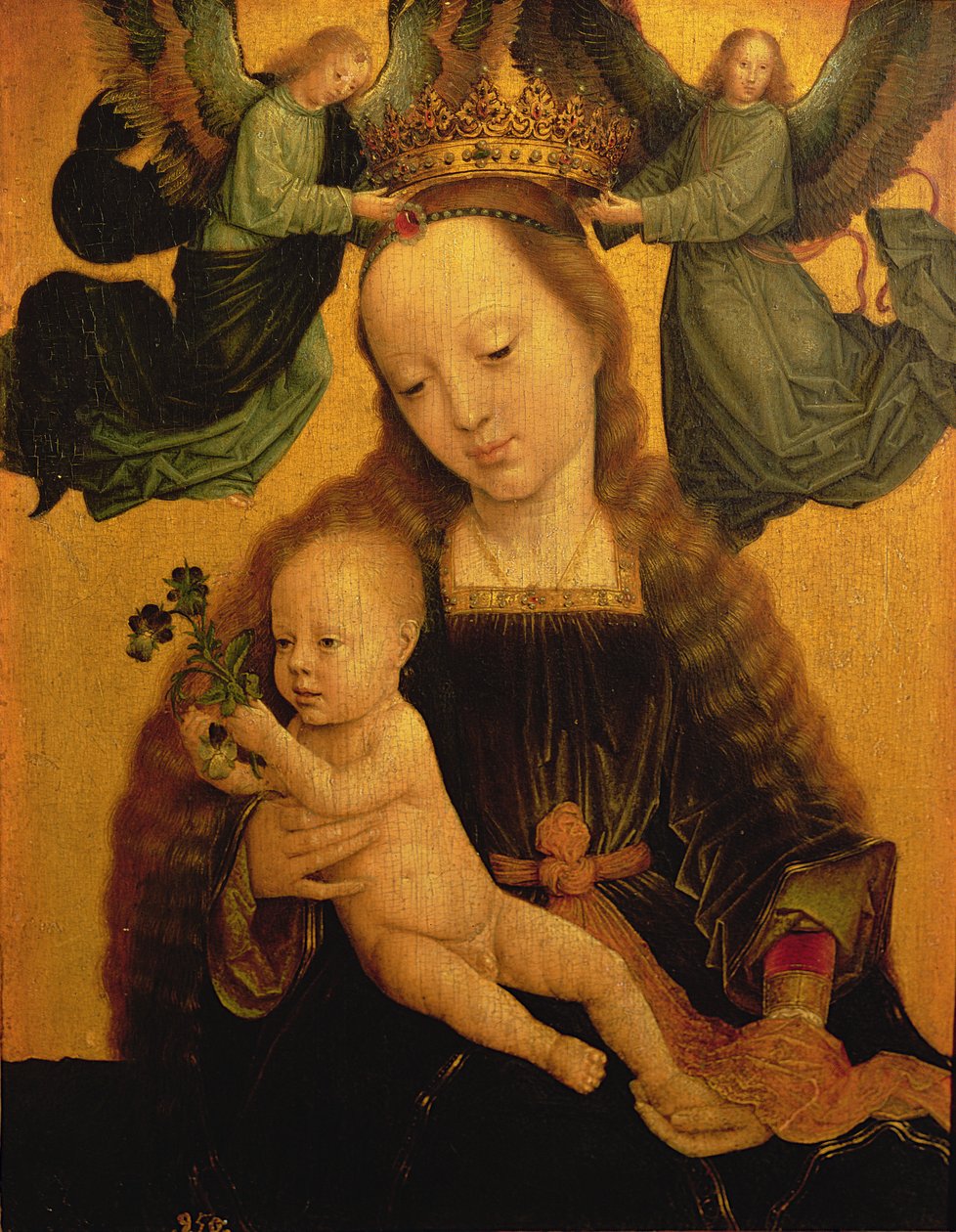 Madonna og barn kronet av to engler, ca. 1520 av Gerard David