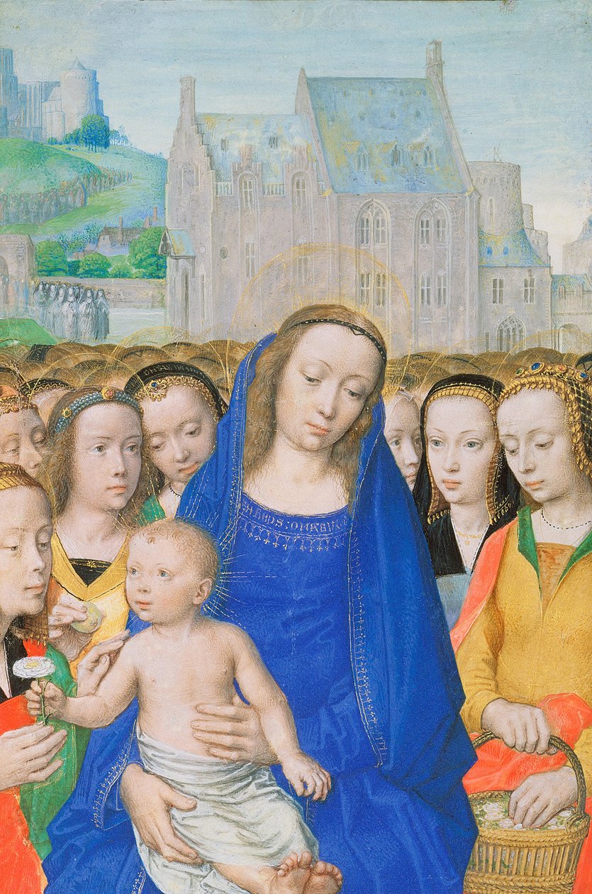 Jomfru og barn med kvinnelige hellige av Gerard David