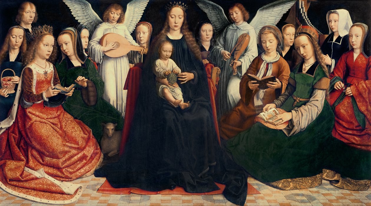 Jomfru og barn med hellige, ca. 1509 (for detaljer se 281594) av Gerard David