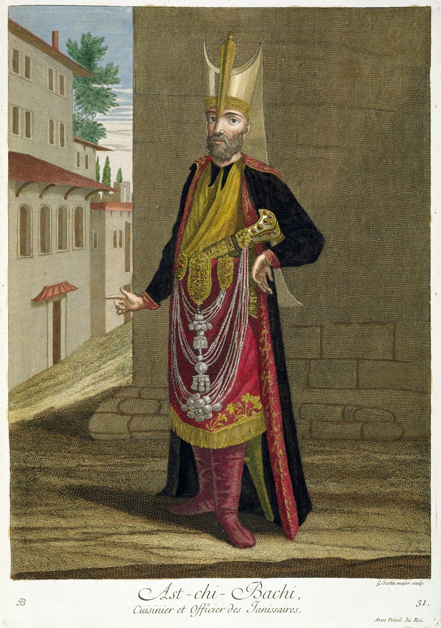 Ast-chi-Bachi, kokk og offiser for janitsjarene, 1700-tallet av Gerard Jean Baptiste Scotin
