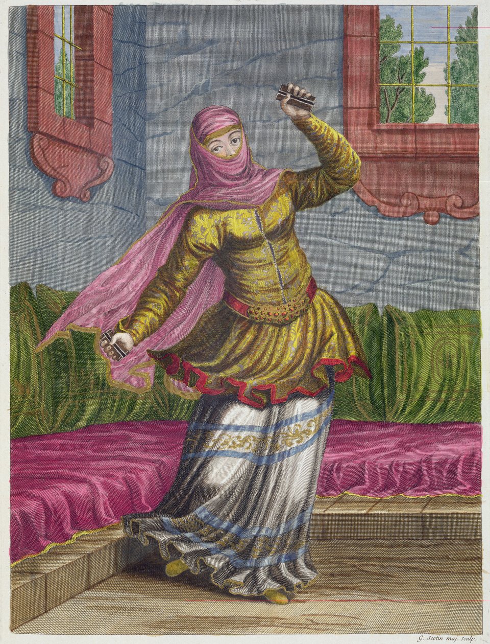 Tchinguis, eller tyrkisk danser, 1700-tallet av Gerard Jean Baptiste Scotin