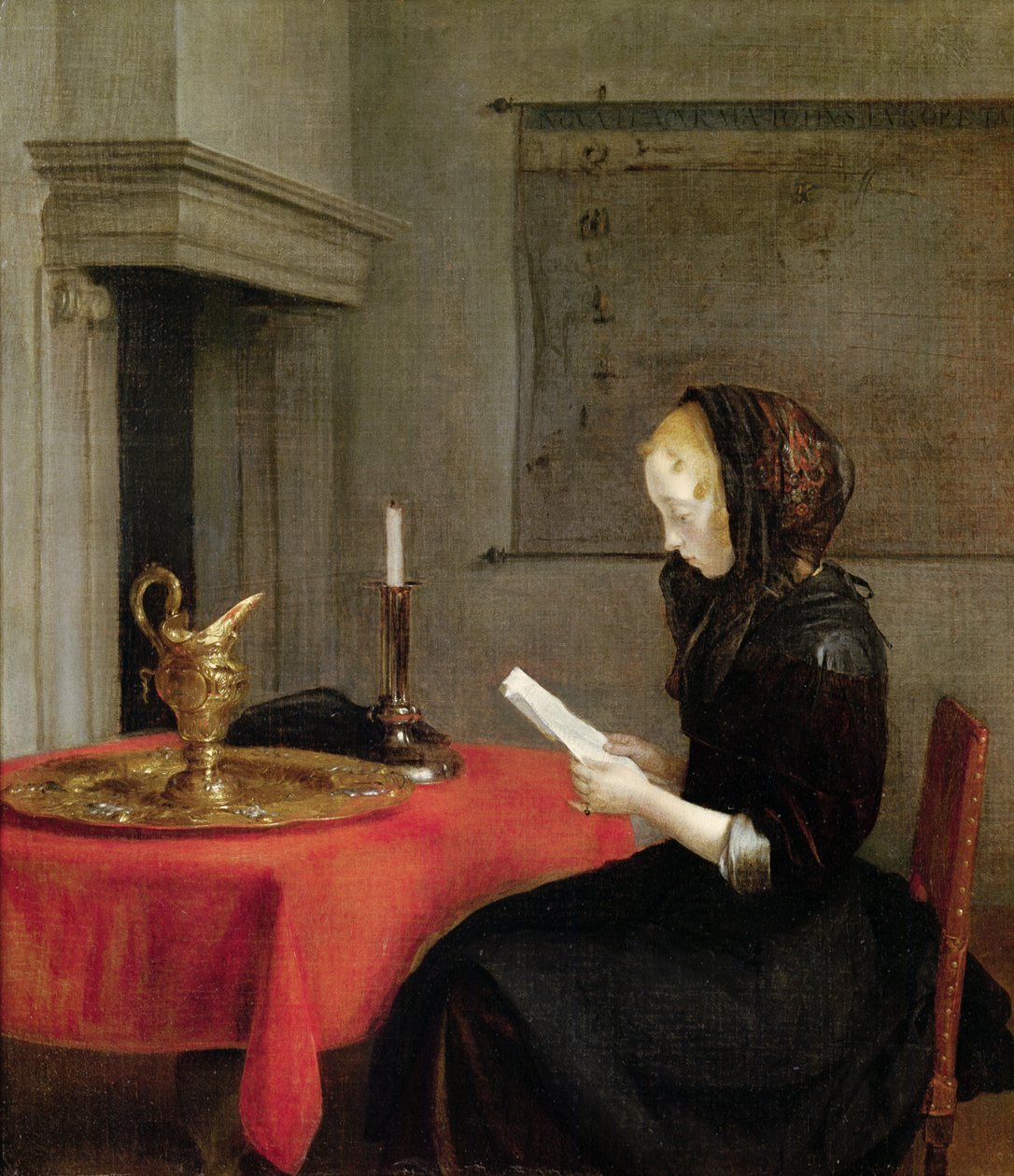 Kvinne som leser, ca. 1662 av Gerard ter Borch