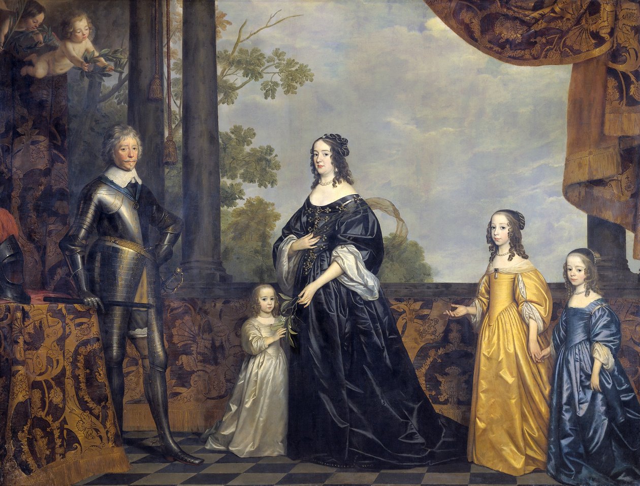 Gruppeportrett av Frederick Henry, prins av Orange (1584-1647), Amalia av Solms-Braunfels (1602-1675) og deres tre yngste døtre av Gerrit van Honthorst