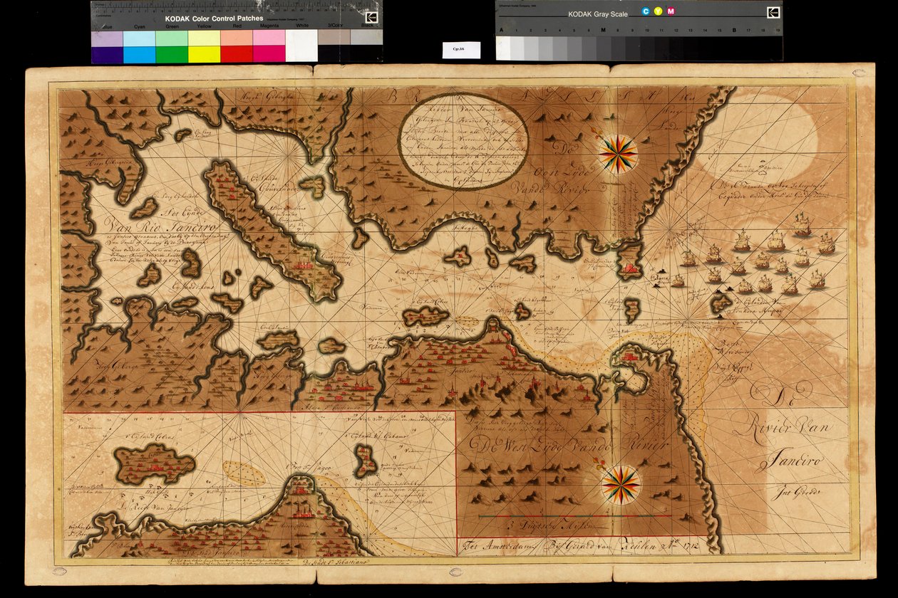 Kart over Rio de Janeiro-bukten, 1709-13 av Gerard van Keulen