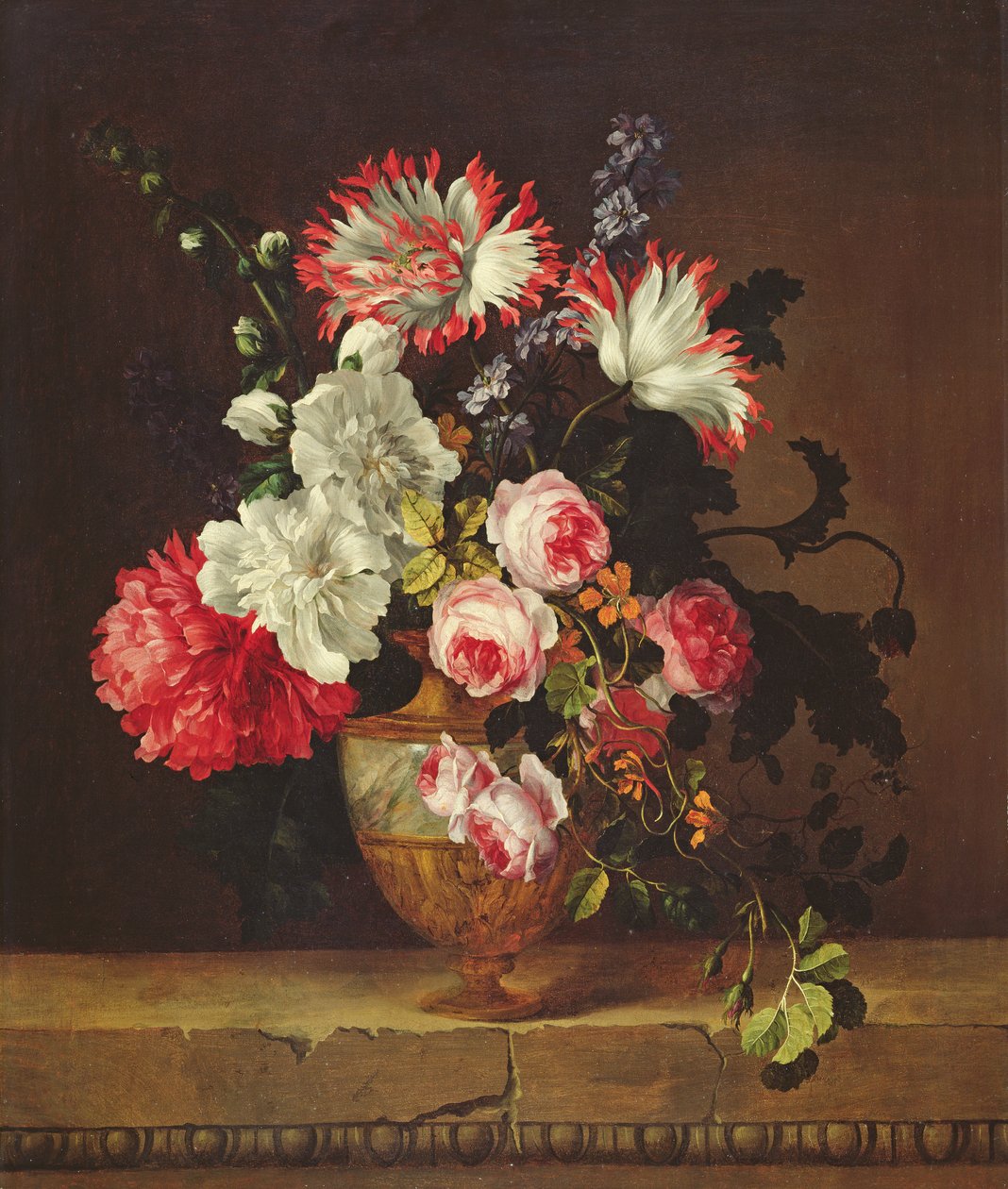 Vase med blomster av Gerard van Spaendonck